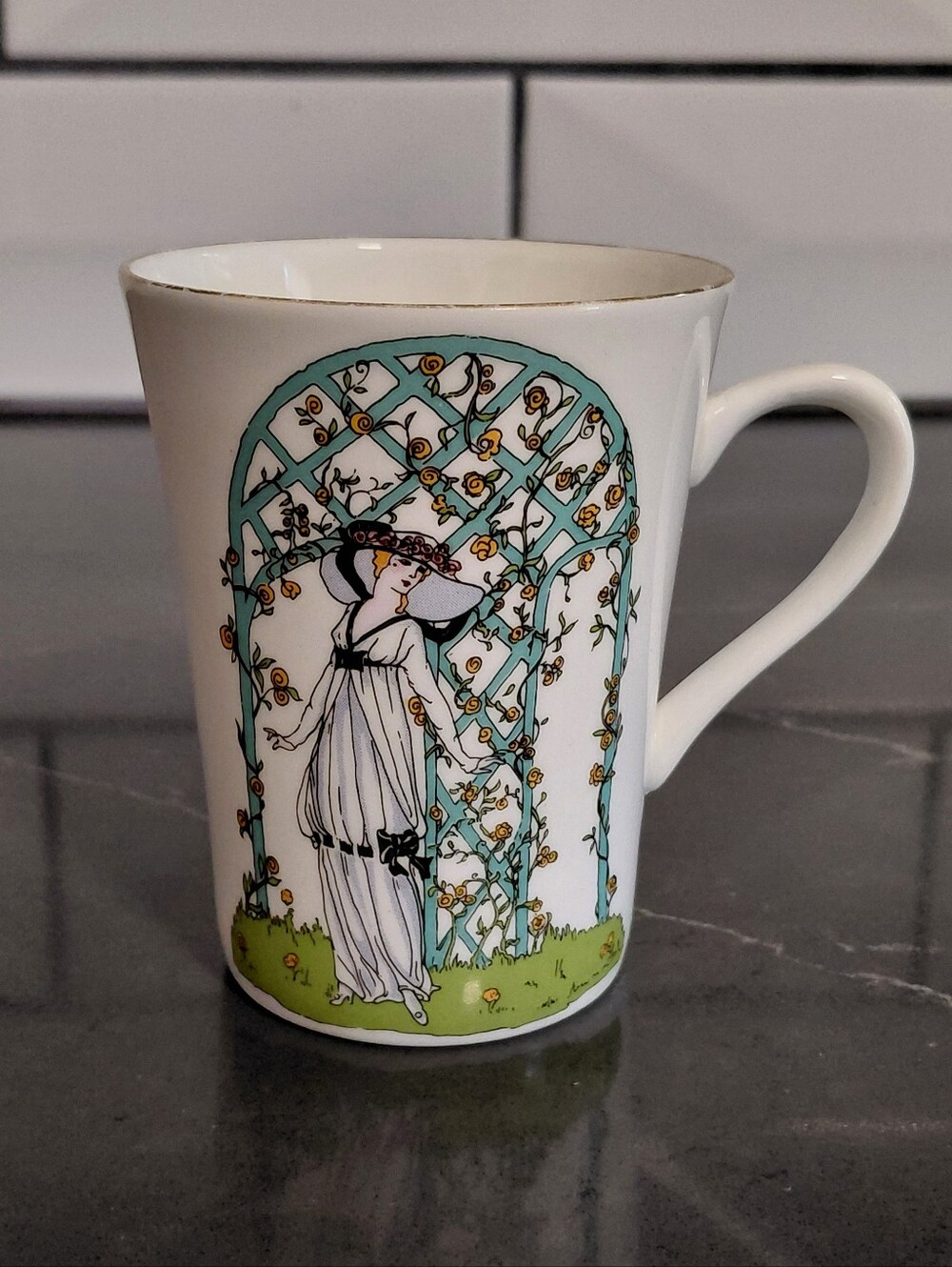 Vintage Royal Sutherland Art Nouveau Lady Coffee Mug